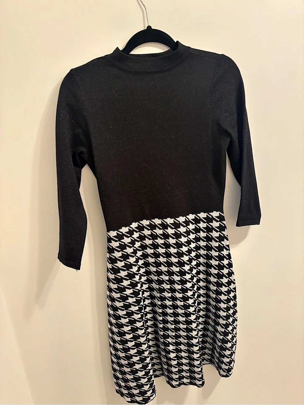 Nanette Lepore Houndstooth Mini Dress in Black & White Size Small Like